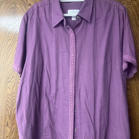 CJ Banks Purple Blouse Classic Relaxed Fit - Picture 1 of 4